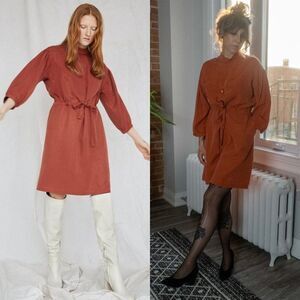 Eve Gravel Rust Sonora‎ Dress Tie Waist Womens Size Medium Pockets
